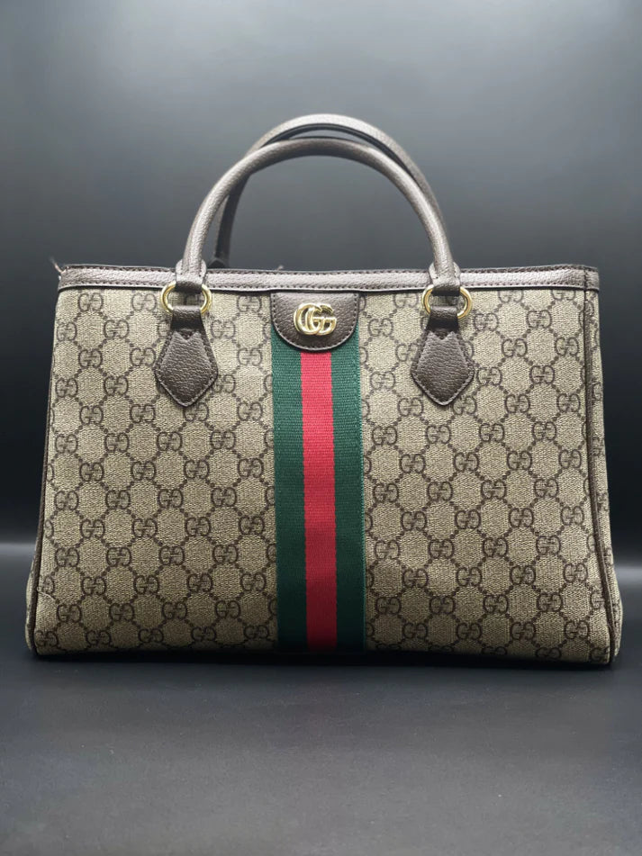 Gucci Tote Bag — GG Supreme Canvas with Web Stripe