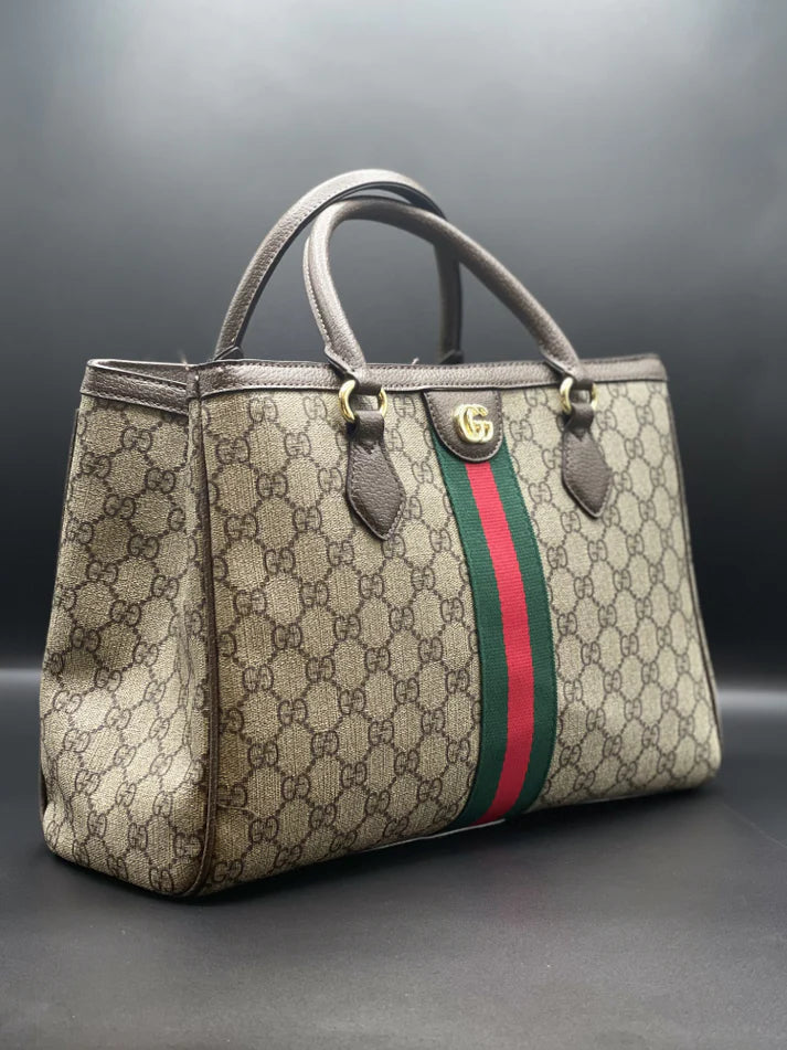 Gucci Tote Bag — GG Supreme Canvas with Web Stripe
