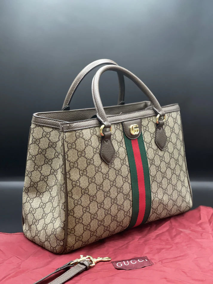 Gucci Tote Bag — GG Supreme Canvas with Web Stripe