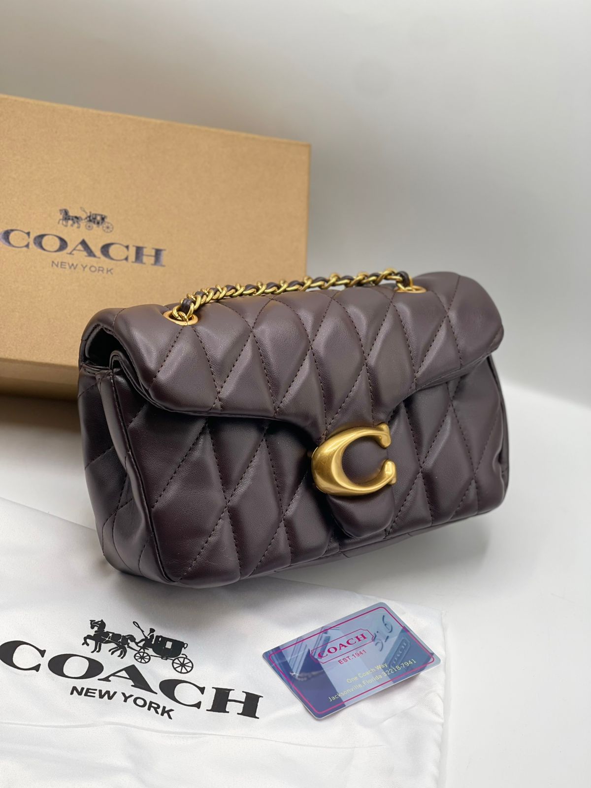 Coach Tabby Quilted Bag — With Complete Brand Packaging & Chain