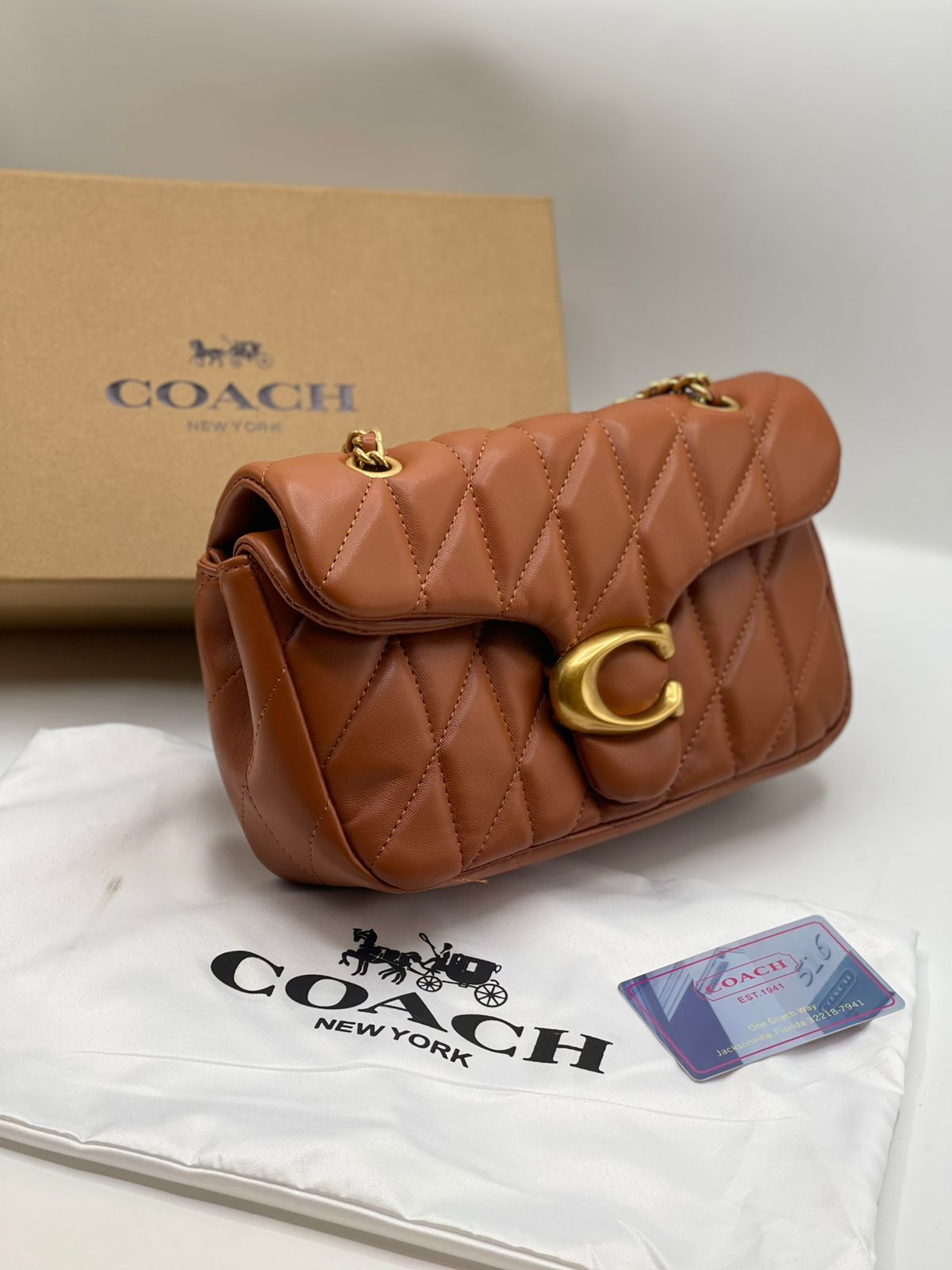 Coach Tabby Quilted Bag — With Complete Brand Packaging & Chain