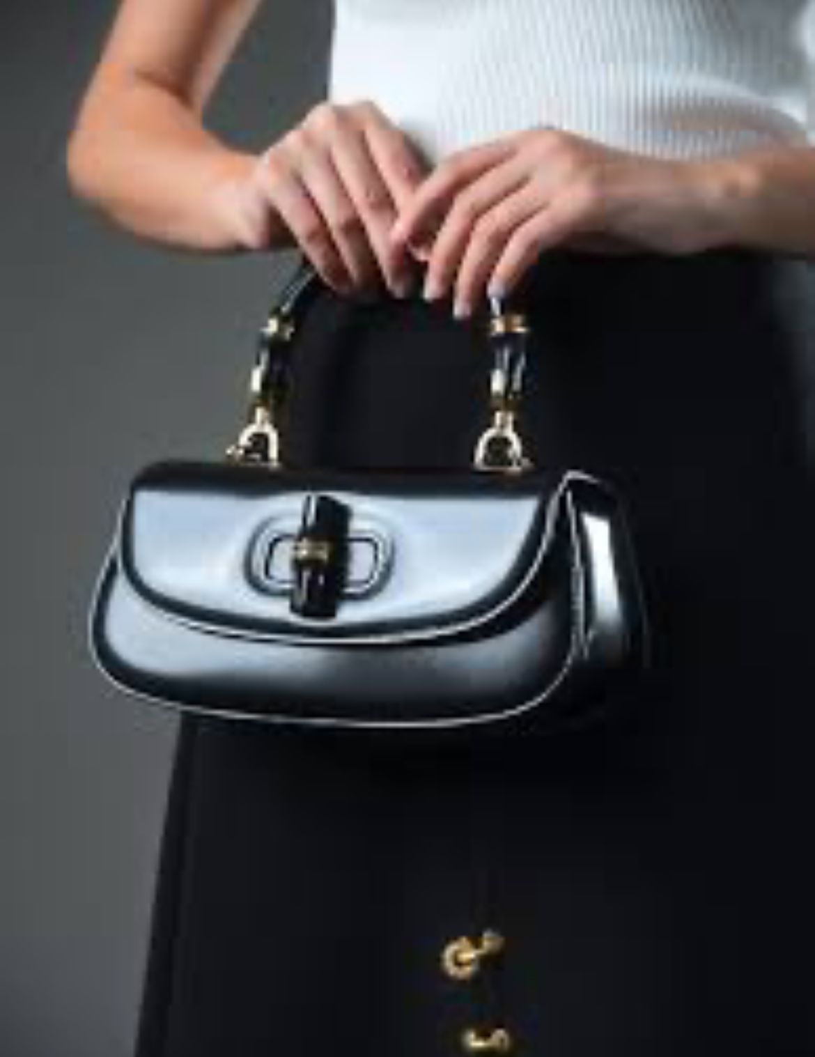 Premium Bamboo Handle Handbag — With Dust Bag & Box