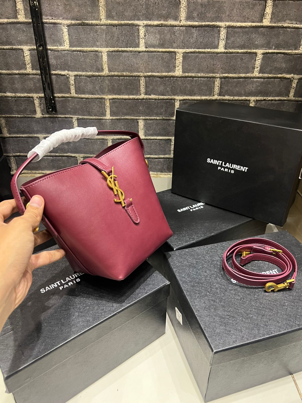 Premium Mini Bucket Bag With Crossbody Strap & Brand Box