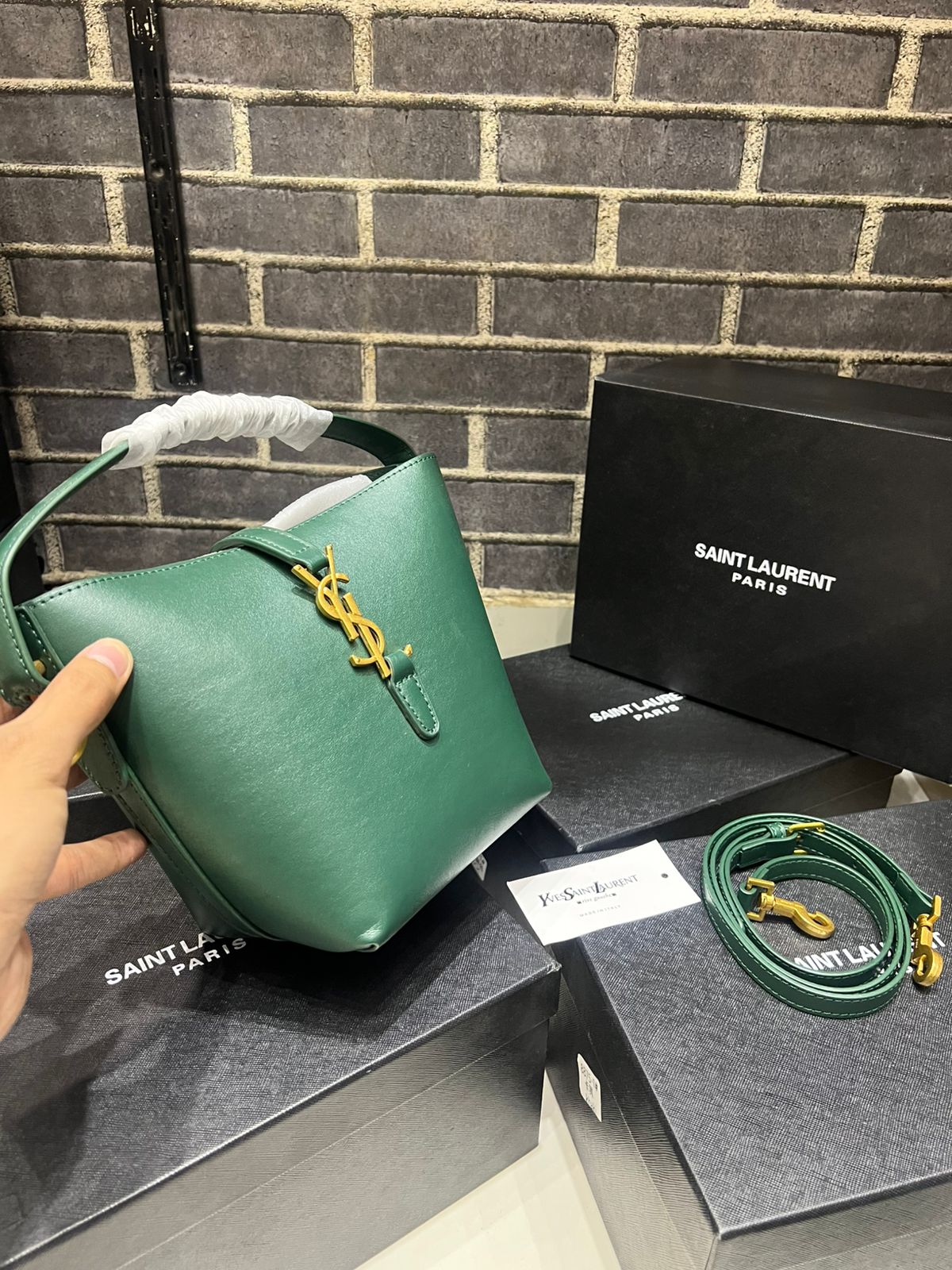 Premium Mini Bucket Bag With Crossbody Strap & Brand Box