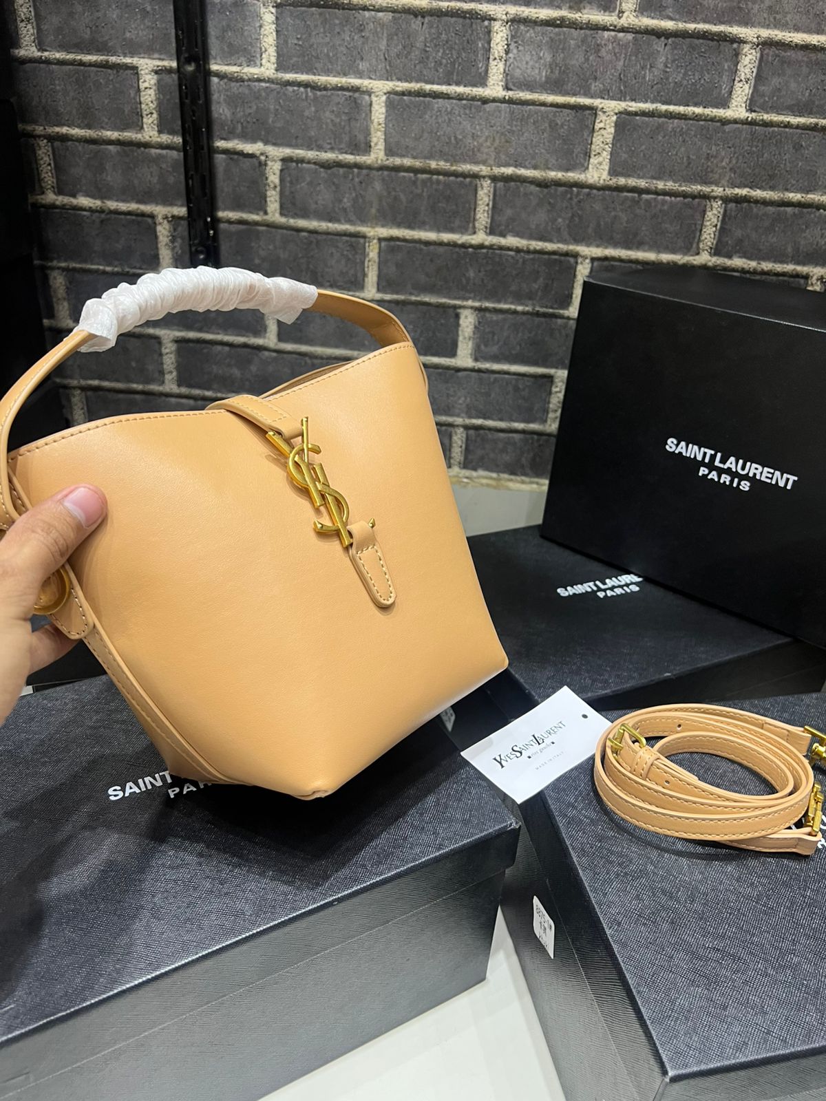 Premium Mini Bucket Bag With Crossbody Strap & Brand Box