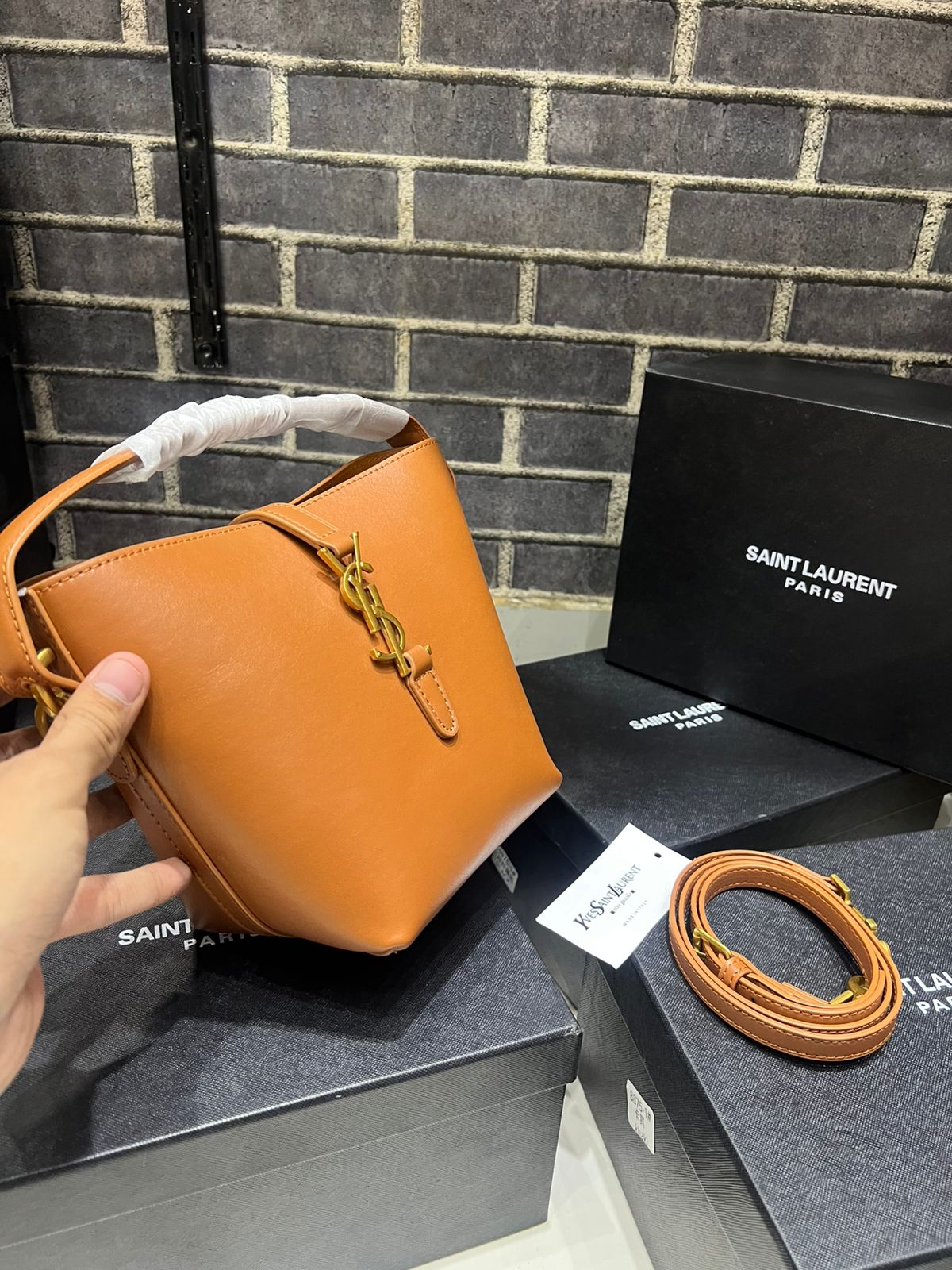 Premium Mini Bucket Bag With Crossbody Strap & Brand Box