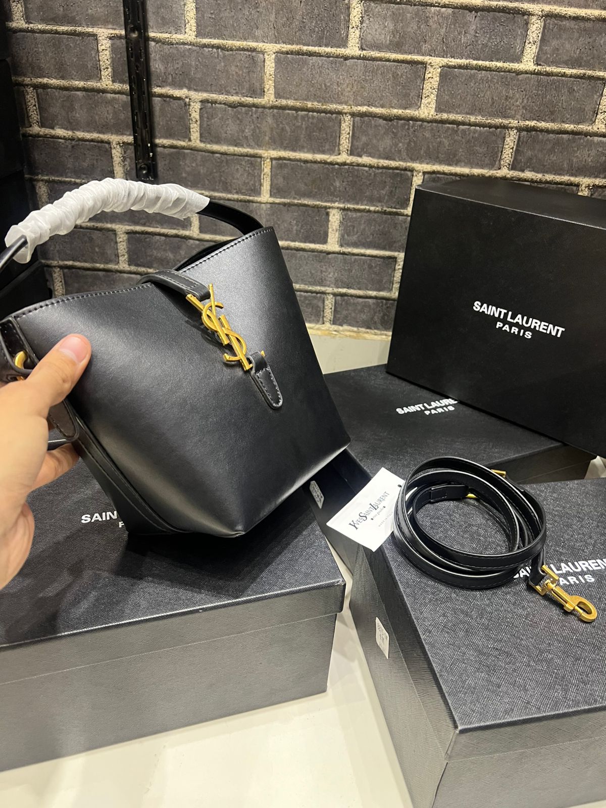 Premium Mini Bucket Bag With Crossbody Strap & Brand Box