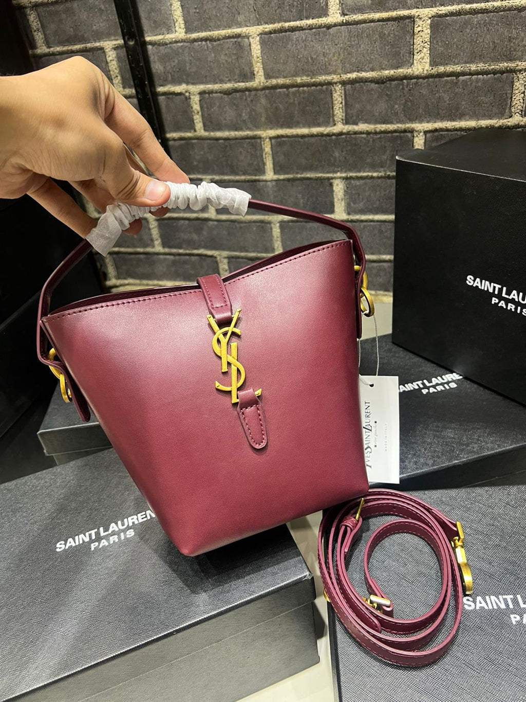 Premium Mini Bucket Bag With Crossbody Strap & Brand Box