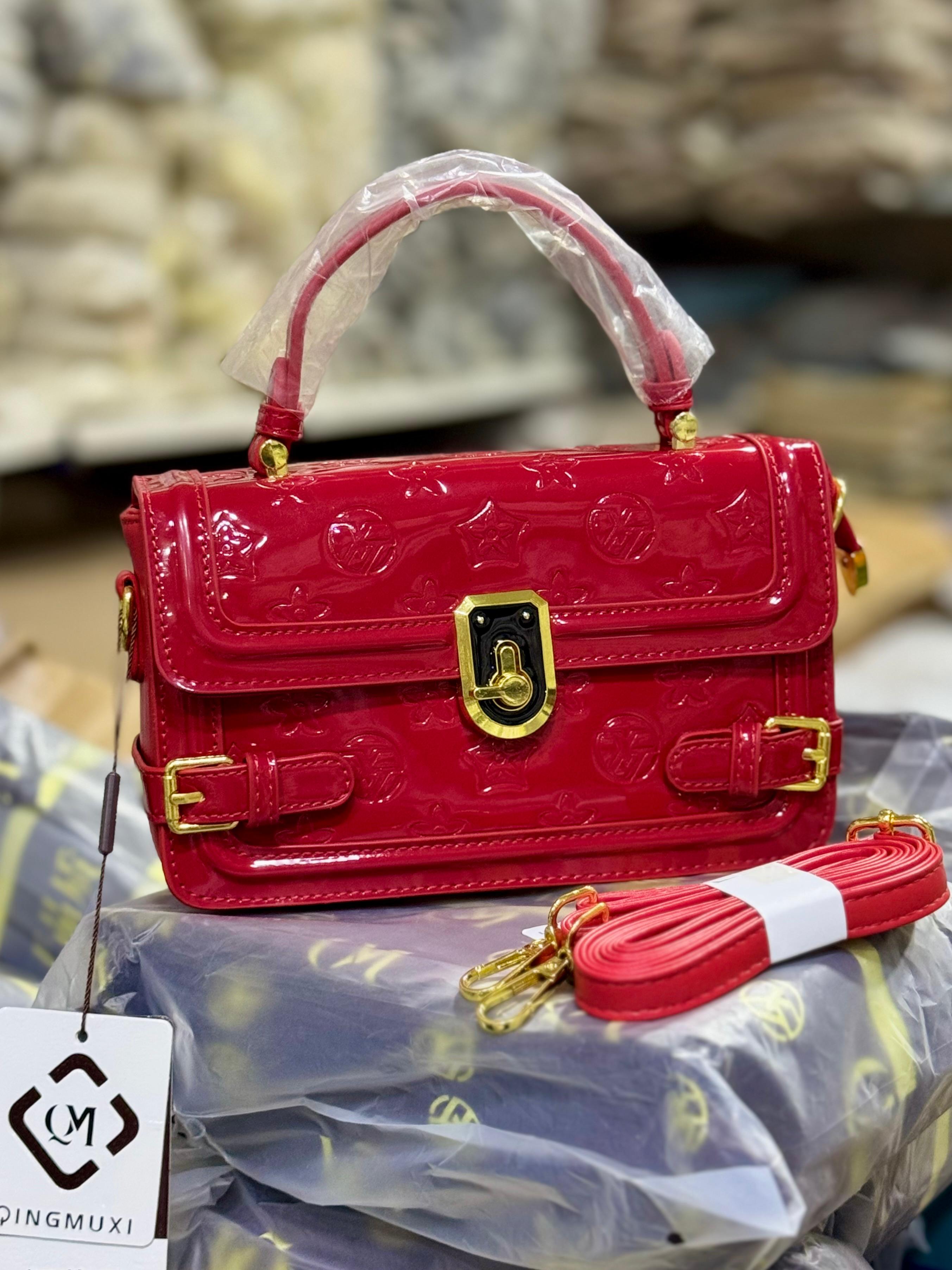 Imported Patent Leather Embossed Crossbody Bag — Medium Size