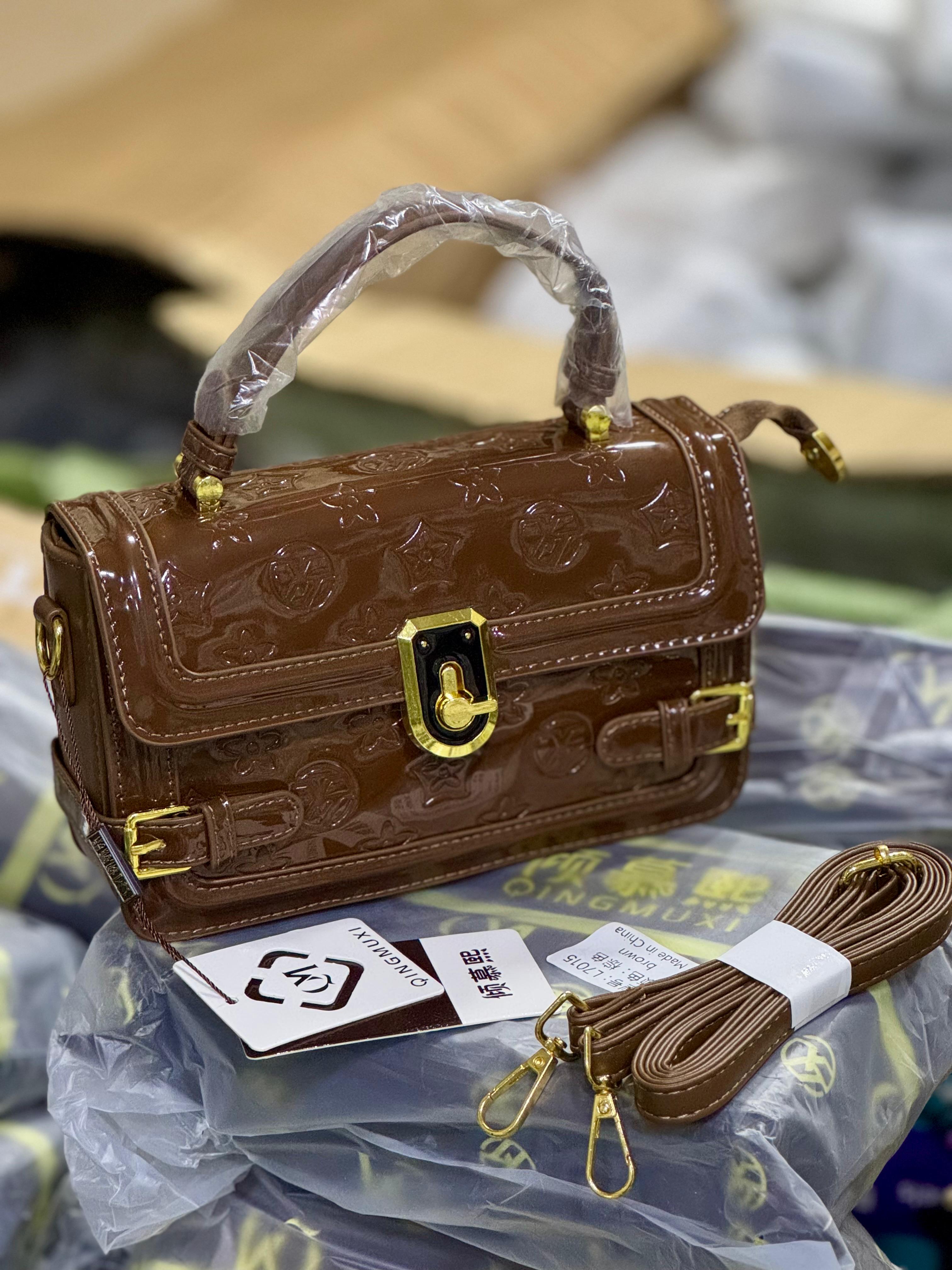 Imported Patent Leather Embossed Crossbody Bag — Medium Size