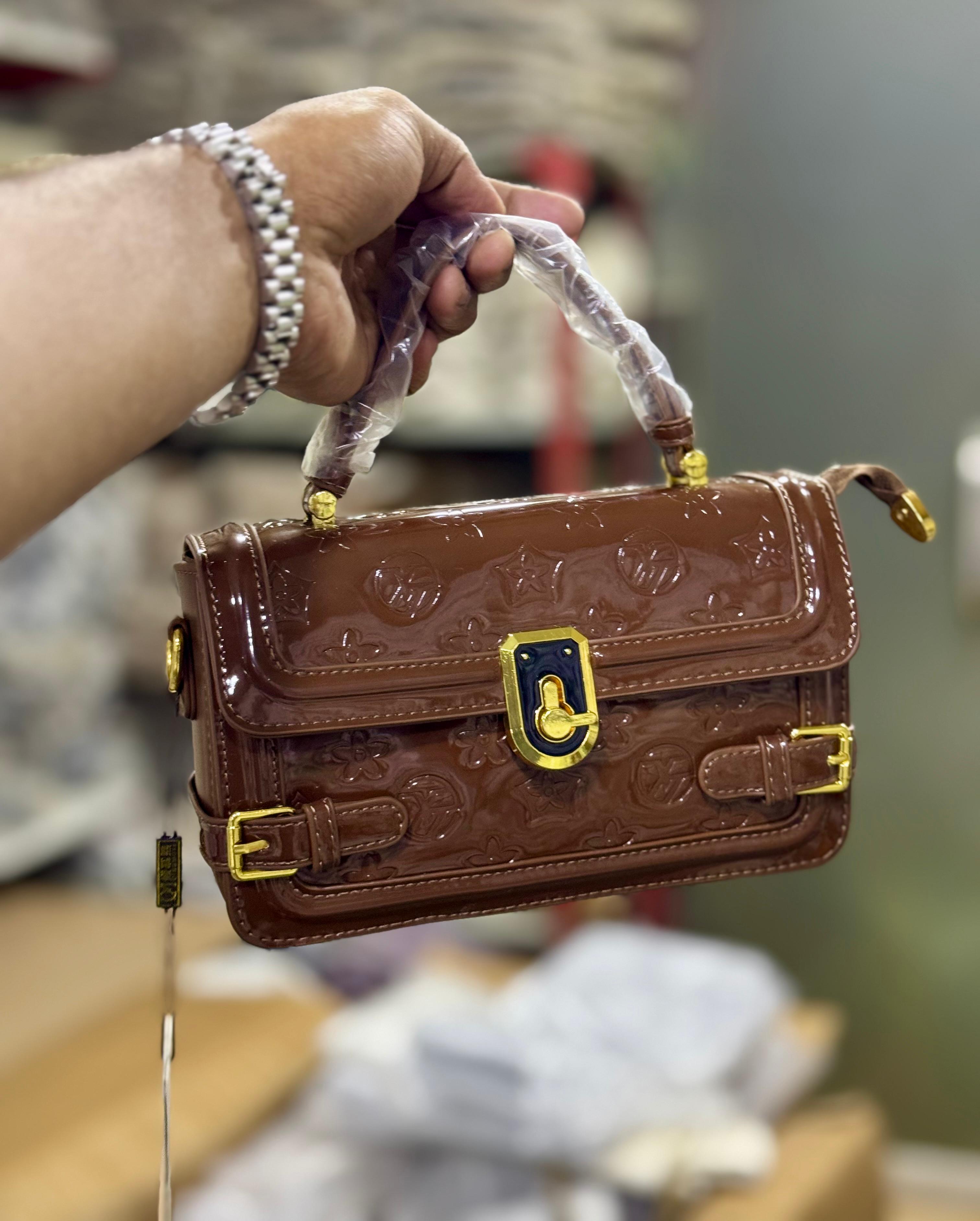 Imported Patent Leather Embossed Crossbody Bag — Medium Size