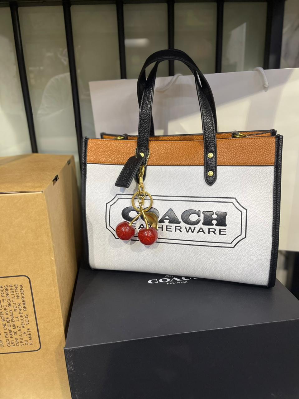 Luxury Field Tote 30 Colorblock Cherry Charm Premium Women Handbag