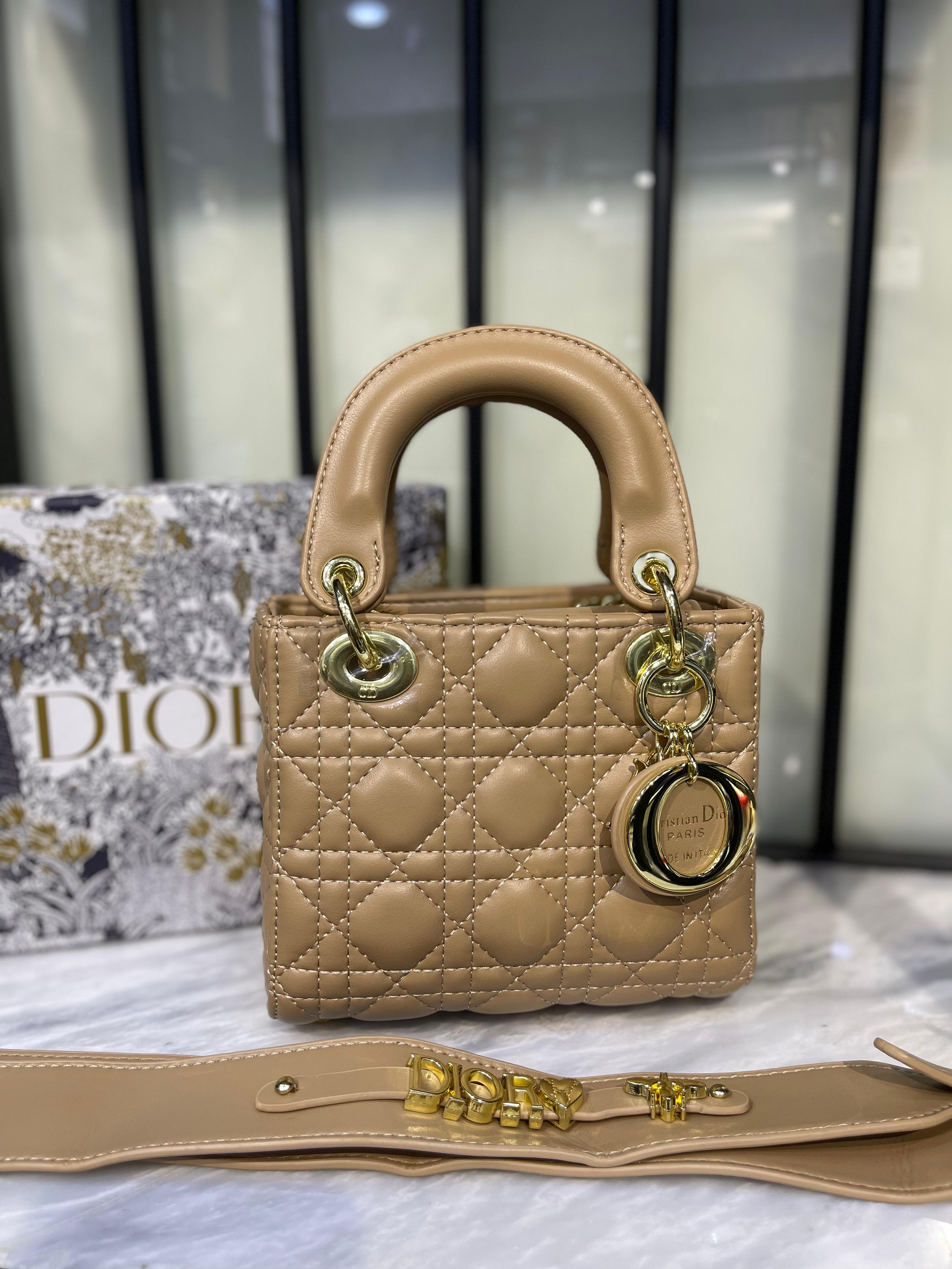 Luxury Mini Lady Handbag with Gold Charm Detail Premium Women Crossbody Bag