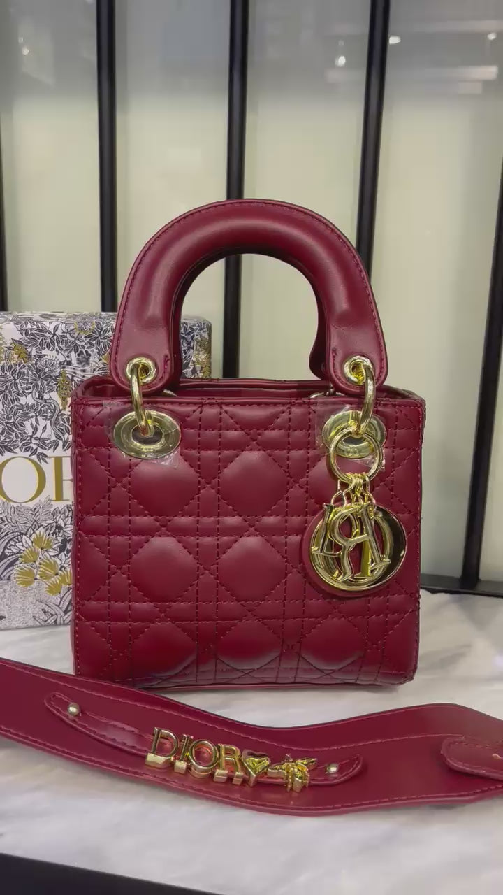 Luxury Mini Lady Handbag with Gold Charm Detail Premium Women Crossbody Bag